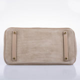 Hermes Birkin 35 Grizzly Argile Veau Doblis Suede & Swift Permabrass Hardware - 2014, R Square