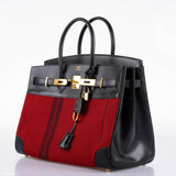 Hermes Birkin 35 Red Potamos Canvas & Black Box with Gold Hardware - 2006, J Square
