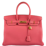 Hermes Birkin 35 Rose Lipstick Togo Gold Hardware - 2013, Q Square