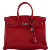 Hermes Birkin 35 Rouge Vif Epsom with Palladium Hardware - 2013, Q Square