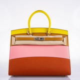 Hermes Birkin 35 Sellier "Sunrise" Rainbow Epsom Palladium Hardware - 2020, Y
