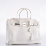 Hermes Birkin 35 White Clemence leather Palladium Hardware - N Square