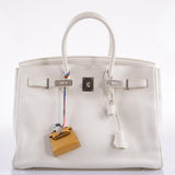 Hermes Birkin 35 White Clemence leather Palladium Hardware - N Square