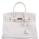 Hermes Birkin 35 White Clemence leather Palladium Hardware - N Square