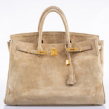 Hermes Birkin 40 Beige Veau Doblis Suede with Gold Hardware - 1986, P Circle
