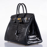 Hermes Birkin 40 Blue Nuit Porosus Crocodile Gold Hardware - 2016, X