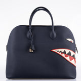 Hermes Bolide 40 Shark Indigo Blue Togo Unisex Bag Palladium Hardware