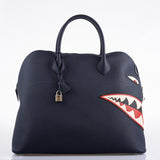 Hermes Bolide 40 Shark Indigo Blue Togo Unisex Bag Palladium Hardware