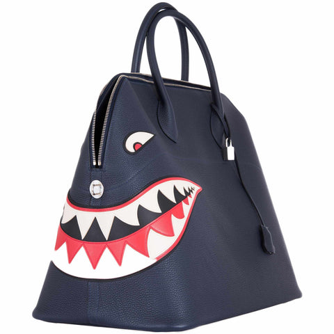 Hermes Bolide 40 Shark Indigo Blue Togo Unisex Bag Palladium Hardware