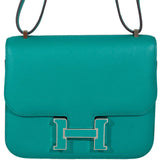 Hermes Constance 18 Blue Paon Verso Menthe Epsom Palladium Hardware - 2017, A