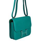 Hermes Constance 18 Blue Paon Verso Menthe Epsom Palladium Hardware - 2017, A