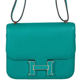 Hermes Constance 18 Blue Paon Verso Menthe Epsom Palladium Hardware - 2017, A
