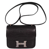 Hermes Constance 18 Mini Black Noir Matte Alligator with Lizard Buckle Palladium Hardware - 2020, Y