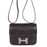 Hermes Constance 18 Mini Black Noir Matte Alligator with Lizard Buckle Palladium Hardware - 2020, Y