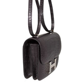 Hermes Constance 18 Mini Black Noir Matte Alligator with Lizard Buckle Palladium Hardware - 2020, Y