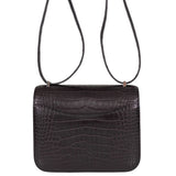 Hermes Constance 18 Mini Black Noir Matte Alligator with Lizard Buckle Palladium Hardware - 2020, Y