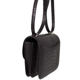 Hermes Constance 18 Mini Black Noir Matte Alligator with Lizard Buckle Palladium Hardware - 2020, Y
