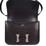 Hermes Constance 18 Mini Black Noir Matte Alligator with Lizard Buckle Palladium Hardware - 2020, Y