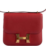 Hermes Constance 18 Rouge Casaque Tadelakt leather Gold Hardware - 2018, C