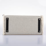 Hermes Fray Fray Birkin 35 Black Swift & Toile H with Palladium Hardware - 2021, Z