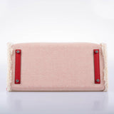 Hermes Fray Fray Birkin 35 Rouge de Cour Swift & Toile H with Palladium Hardware - 2021, Z