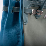 Hermes Ghillies Birkin 35 Ciel Doblis, Turquoise Togo & Blue Jean Swift with Palladium Hardware - 2015, T