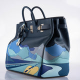 Hermes HAC Birkin 50 "Endless Road" Limited, Bleu de Prusse Togo Palladium Hardware - 2019, D