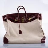Hermes HAC Birkin 55 Toile & Rouge H Box with Gold Hardware - 1981, K Circle