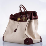 Hermes HAC Birkin 55 Toile & Rouge H Box with Gold Hardware - 1981, K Circle