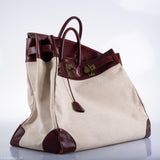 Hermes HAC Birkin 55 Toile & Rouge H Box with Gold Hardware - 1981, K Circle