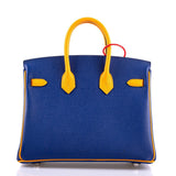 Hermes HSS Birkin 25 Jaune D’Or & Blue Electric Epsom Brushed Palladium Hardware - 2018, C