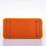 Hermes HSS Birkin 30 Feu & Lime Epsom with Brushed Palladium Hardware - 2013, Q Square