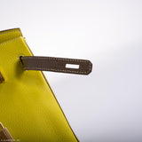 Hermes HSS Birkin 30 Lime & Etoupe Chevre with Gold Hardware - 2013, Q Square