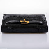 Hermes JPG Kelly Pochette Black Alligator with Gold Hardware - 2019, D