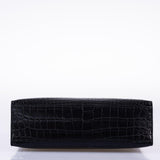 Hermes JPG Kelly Pochette Black Matte Niloticus Crocodile Palladium Hardware - Square L