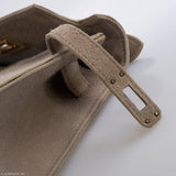 Hermes JPG Kelly Pochette Gris Pale Veau Doblis Suede Gold Hardware