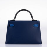 Hermes Kelly 20 Mini II Sellier Bleu Sapphire, Bleu France, Noire Epsom Palladium Hardware- 2021, Z