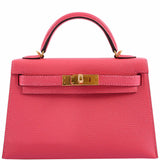 Hermes Kelly 20 Mini II Sellier Rose Lipstick Chevre leather Gold Hardware - 2017, A