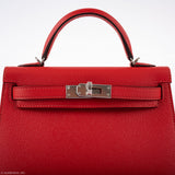 Hermes Kelly 20 Mini II Sellier Rouge Tomate Epsom Palladium Hardware - 2020, Y