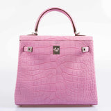 Hermes Kelly 25 Retourne 5P Bubblegum Pink Matte Alligator Palladium Hardware - 2020, Y