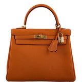 Hermes Kelly 25 Retourne Potiron Togo leather Gold Hardware - 2005, I Square