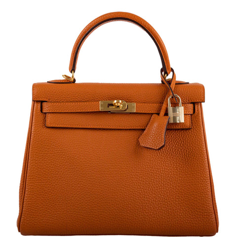 Hermes Kelly 25 Retourne Potiron Togo leather Gold Hardware - 2005, I Square