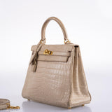 Hermes Kelly 25 Retourne Poussiere Matte Nilo Crocodile Gold Hardware
