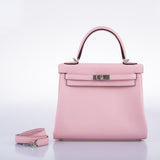 Hermes Kelly 25 Retourne Rose Sakura Swift leather Palladium Hardware - 2019, D