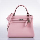 Hermes Kelly 25 Retourne Rose Sakura Swift leather Palladium Hardware - 2019, D