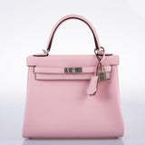 Hermes Kelly 25 Retourne Rose Sakura Swift leather Palladium Hardware - 2019, D