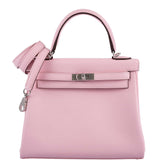 Hermes Kelly 25 Retourne Rose Sakura Swift leather Palladium Hardware - 2019, D