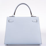 Hermes Kelly 25 Sellier Blue Brume Epsom Palladium Hardware - 2020, Y