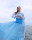 Hermes Kelly 28 Retourne Blue Hydra Evercolor leather Palladium Hardware - 2016, X