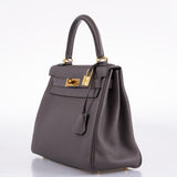 Hermes Kelly 28 Retourne Etain Togo Leather Gold Hardware